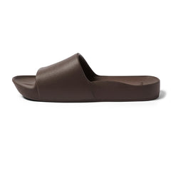 Archies Brown Arch Support Slides — Right shoe side angle 
