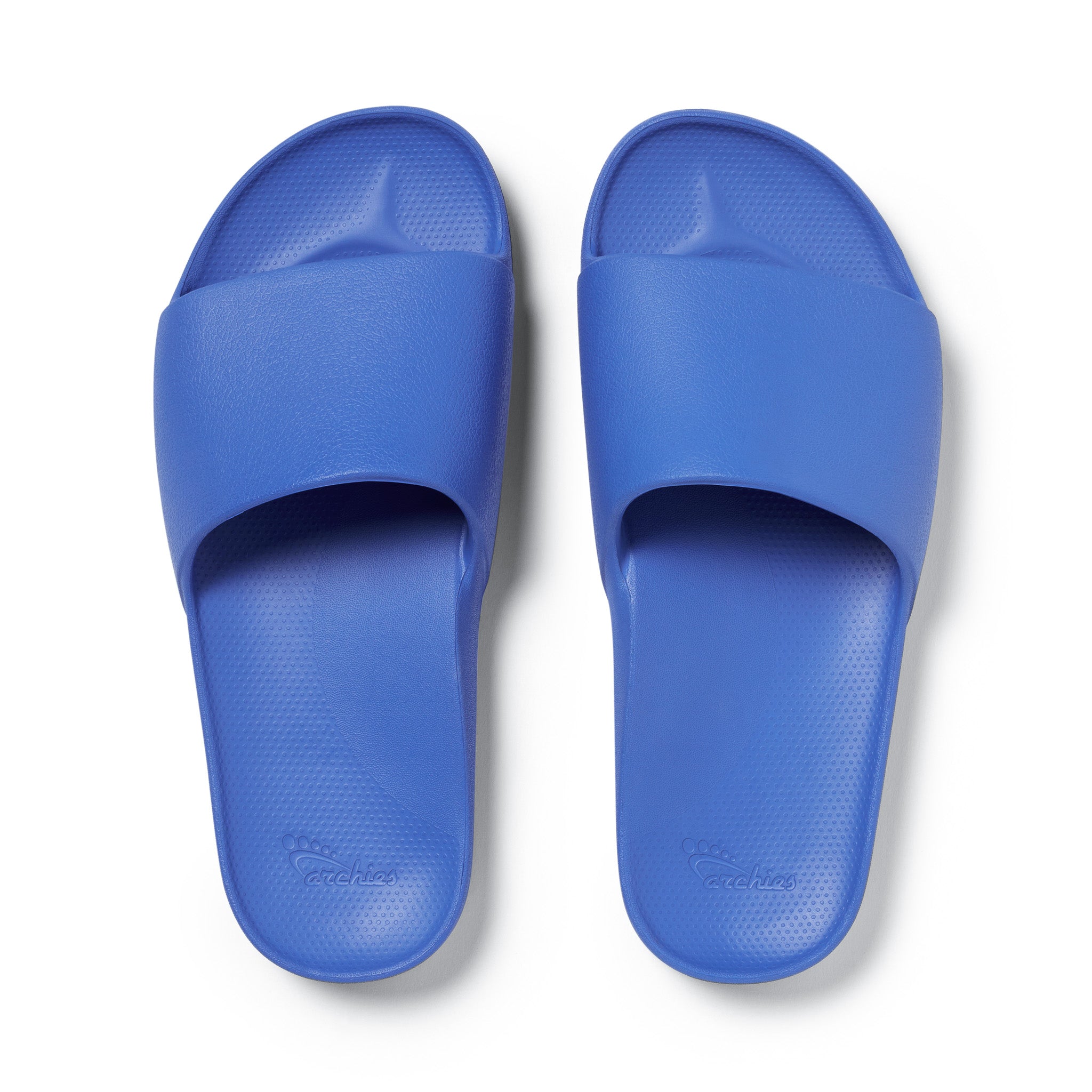 Royal Blue Arch support slides birds eye view studio image 