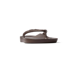 Archies Brown Arch Support Flip Flops — right shoe front angle showing arch