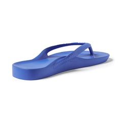 Royal Blue Arch support flip flops left shoe back 3/4 studio image