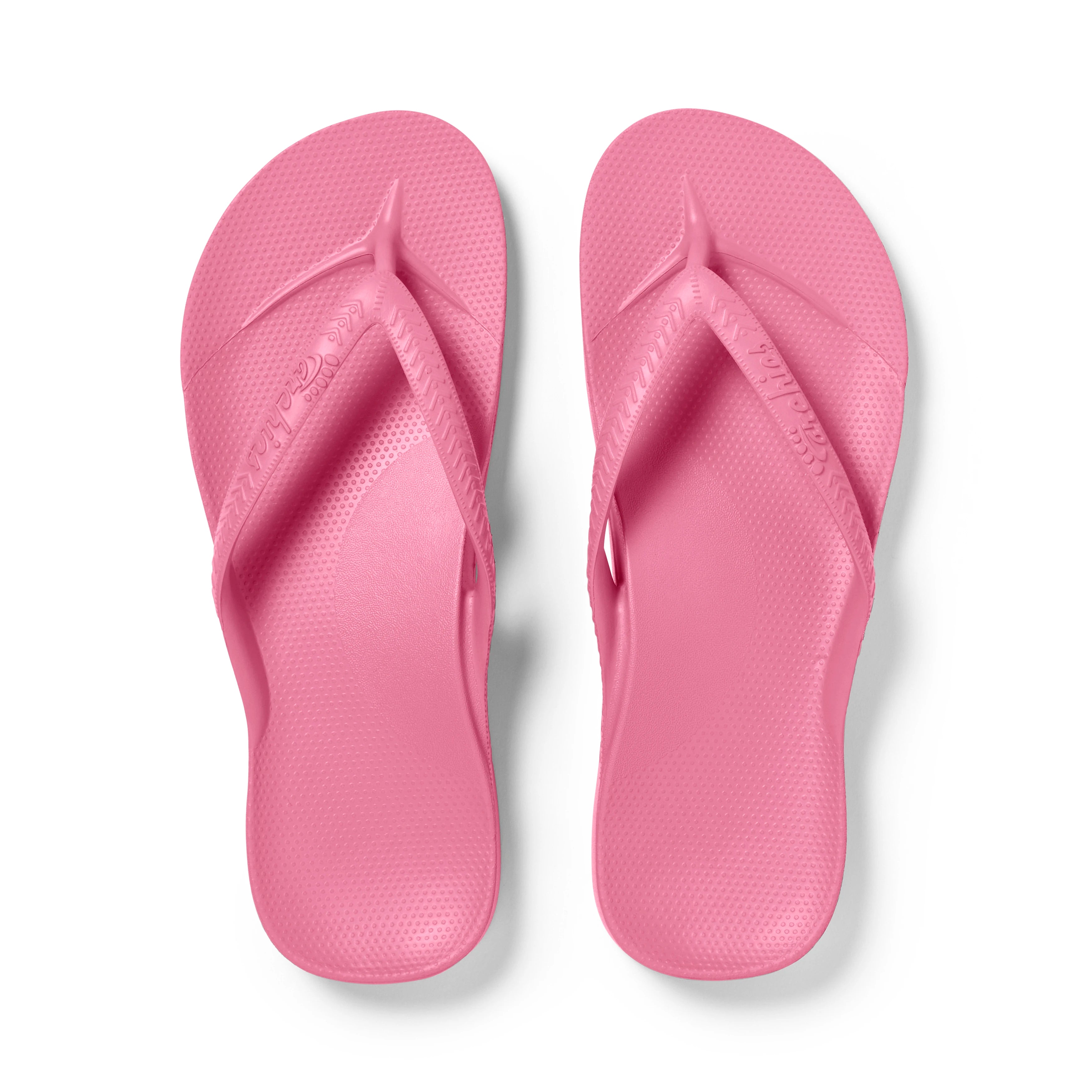 Hot Pink Archies Arch Support Flip Flops show top down 