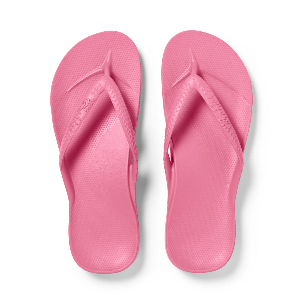 Hot Pink Archies Arch Support Flip Flops show top down 