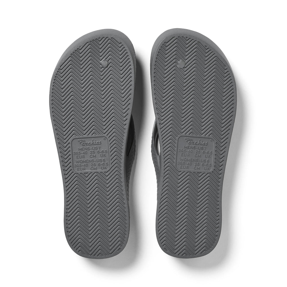 Charcoal Archies Arch support flip flops angle 04 