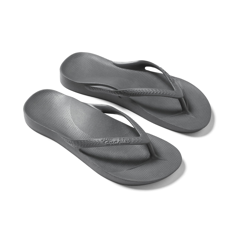 Charcoal Archies Arch support flip flops angle 08 
