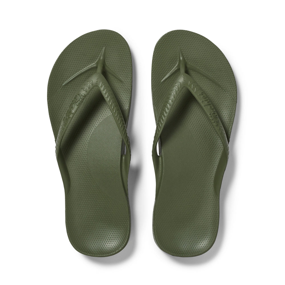 Olive Archies Arch Support Flip Flops angle 01 