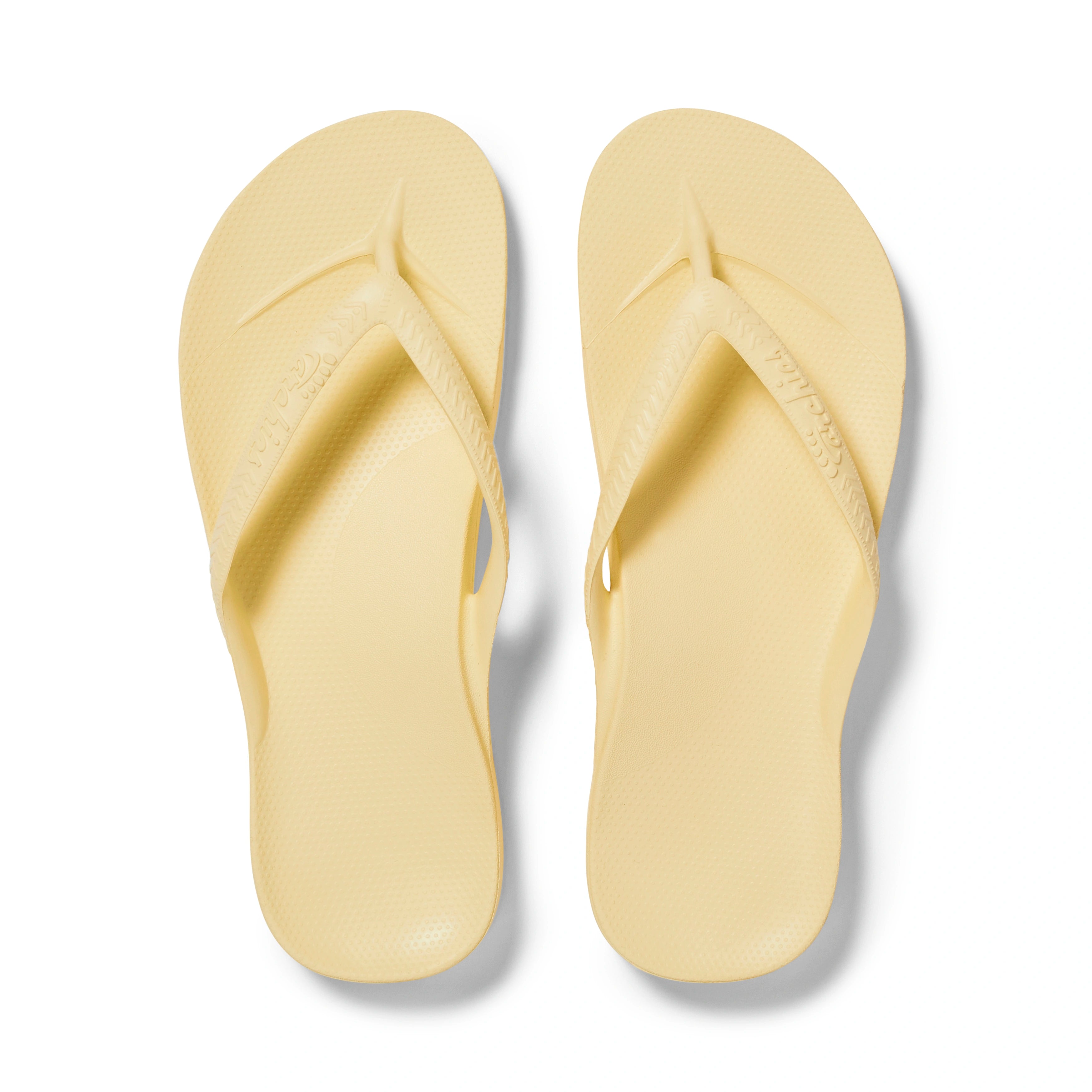 Lemon Arch Support Flip Flops shown from above 