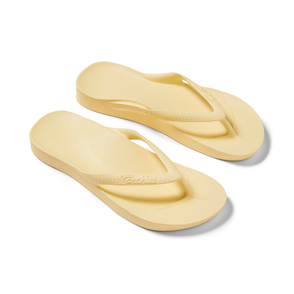 Lemon Arch Support Flip Flops shown from the above 