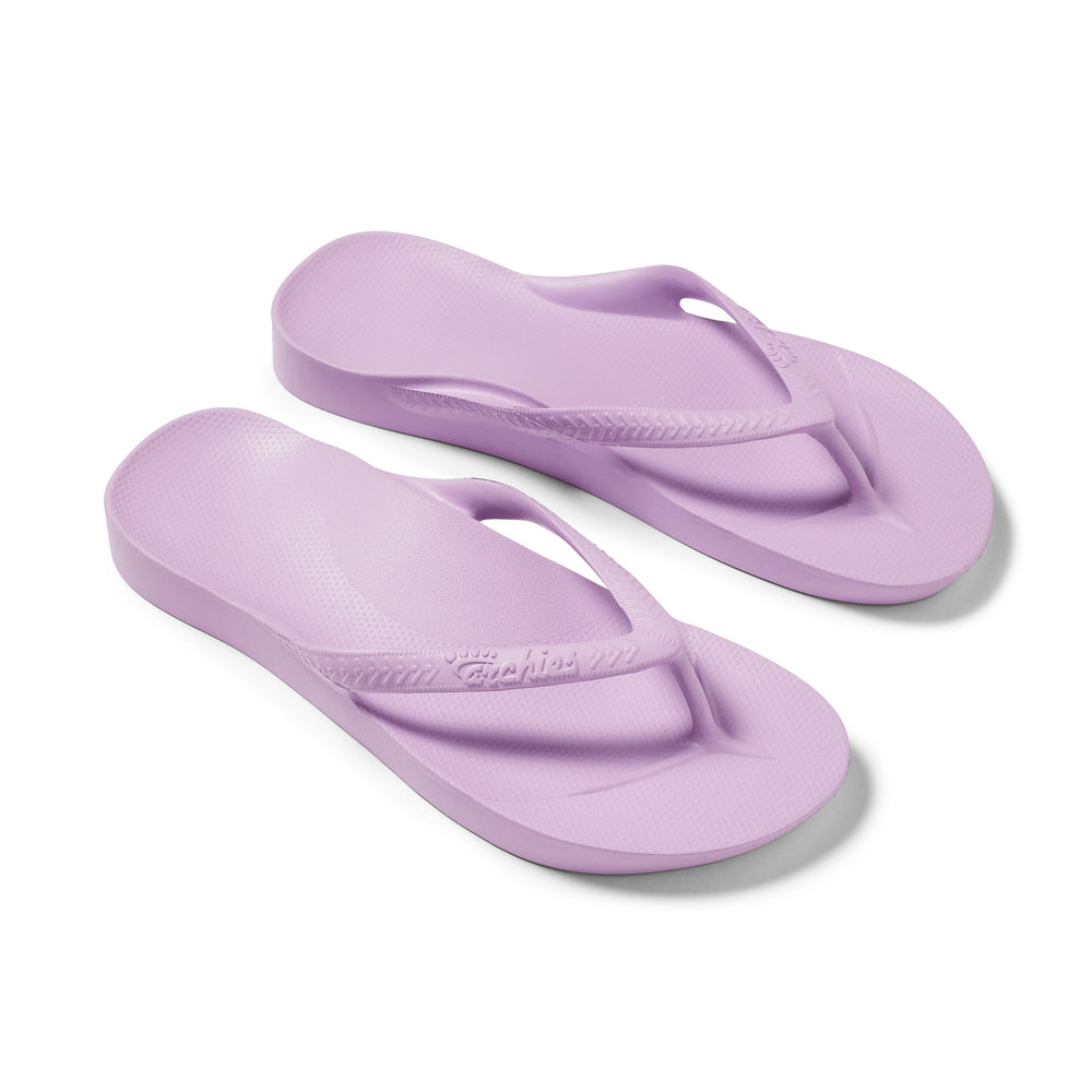 Lilac Archies Arch Support Flip Flops shown from the above 