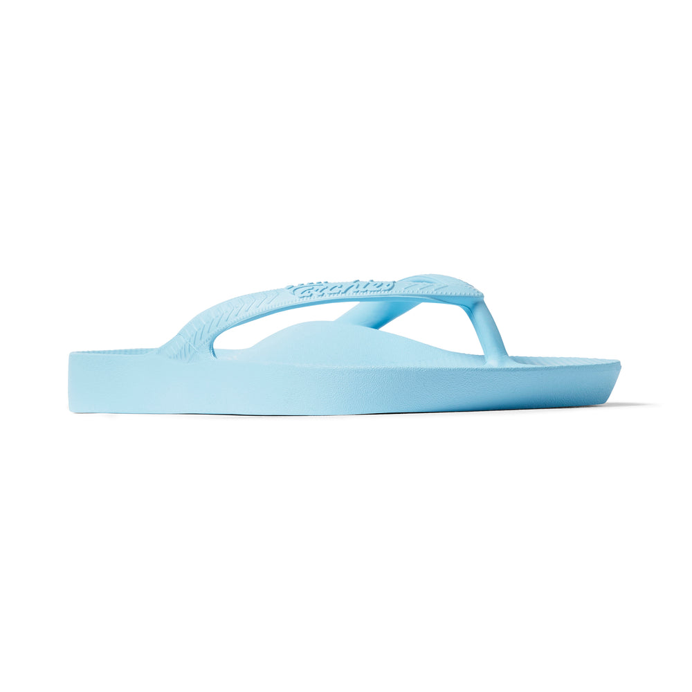 Sky Blue Archies Arch Support Flip Flops angle 05 