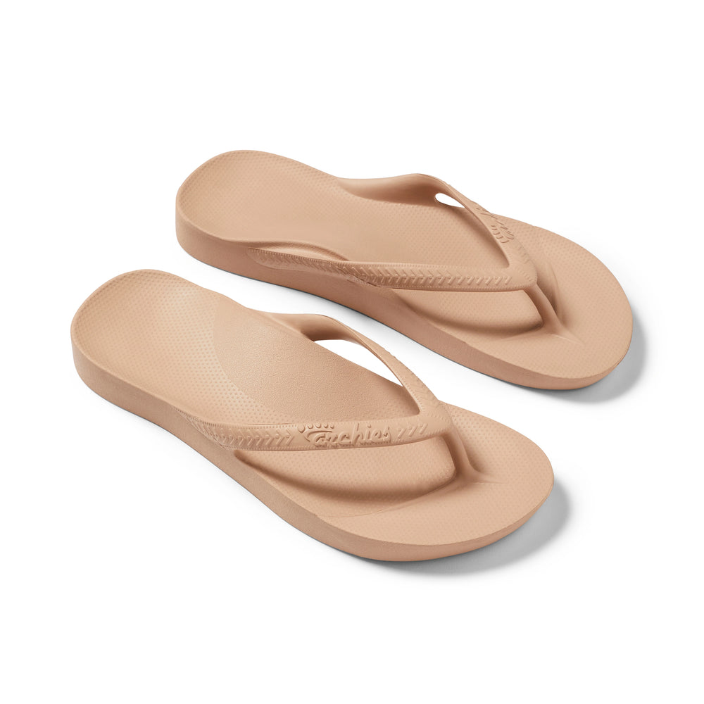 Tan Archies Arch Support Flip Flops angle 10 