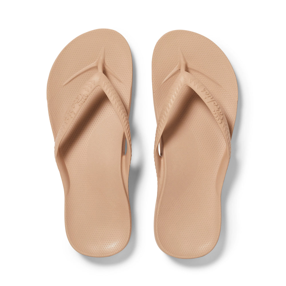 Tan Archies Arch Support Flip Flops angle 01 