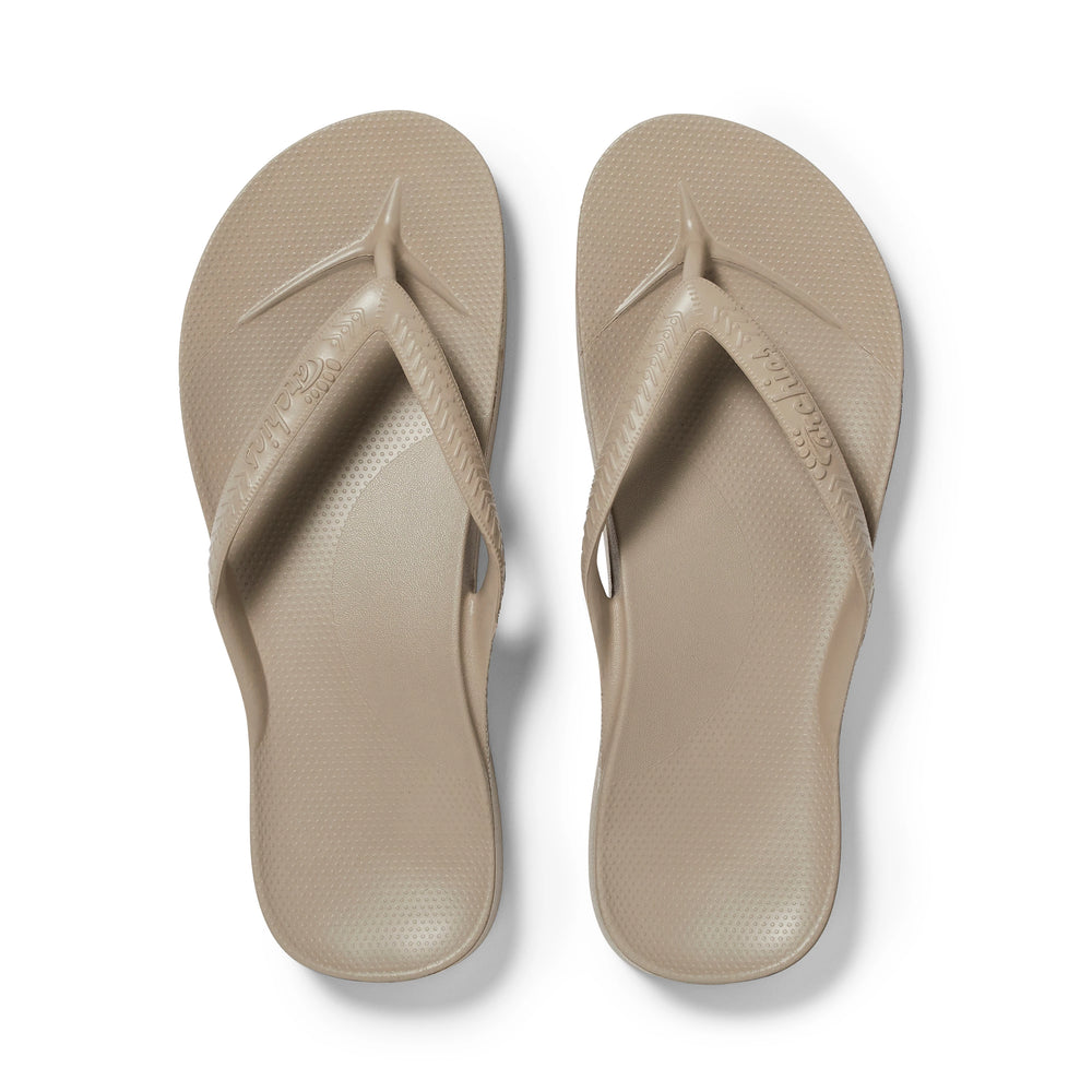 Taupe Archies Arch Support Flip Flops angle 01 