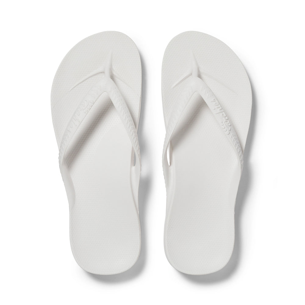 White Archies Arch Support Flip Flops angle 01 