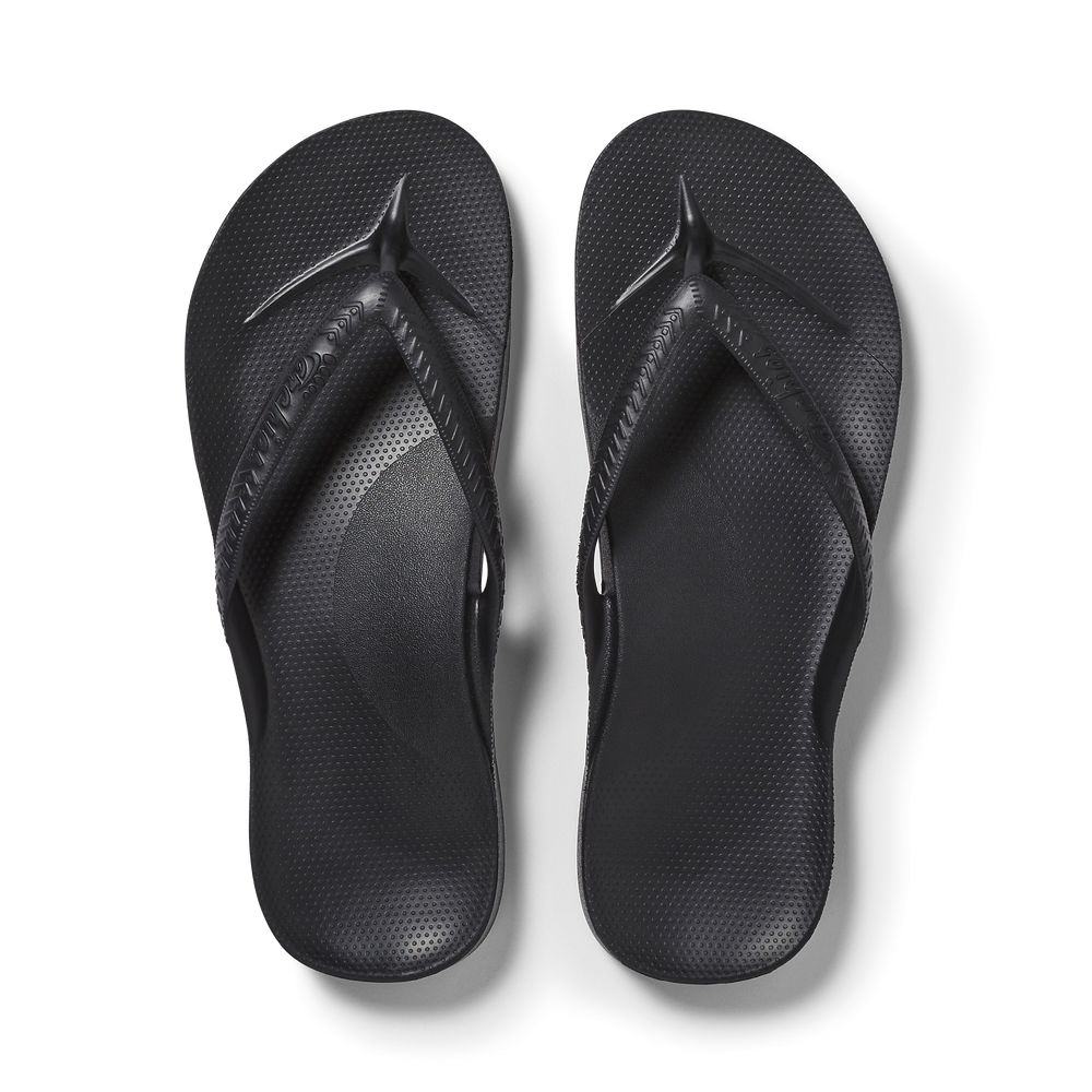 Archies Footwear Arch Support Thongs – Black