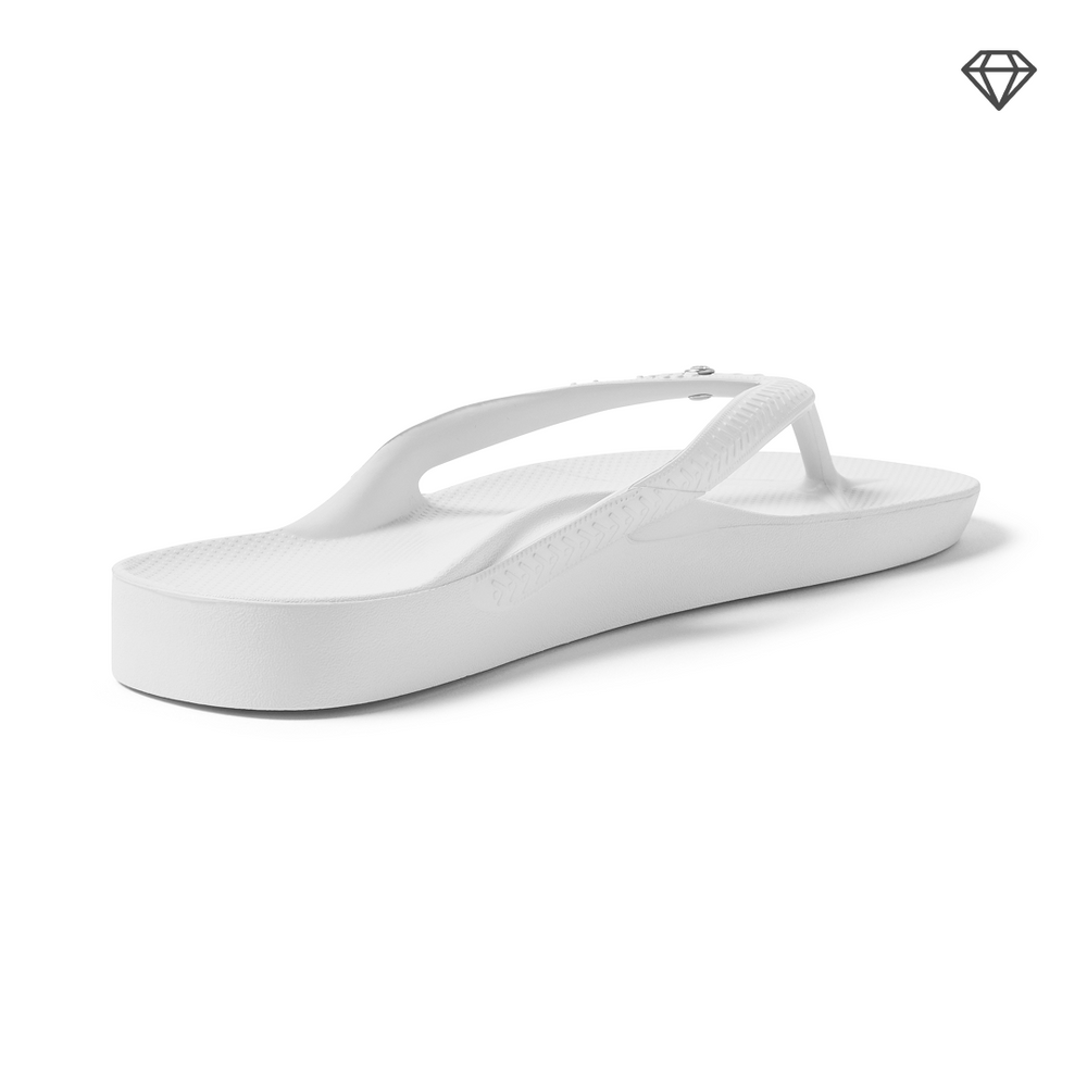 White Crystal Archies Arch Support Flip Flops angle 01 
