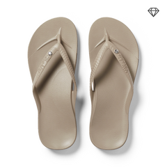 Taupe Crystal Archies Arch Support Flip Flops angle 01