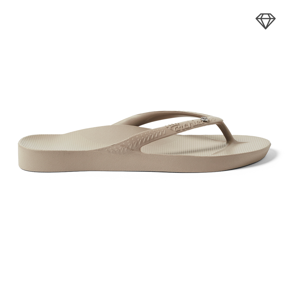 Taupe Crystal Archies Arch Support Flip Flops angle 05 