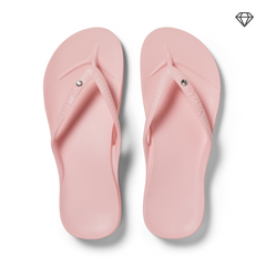 Crystal Pink Arch Support Flip Flops shown from above