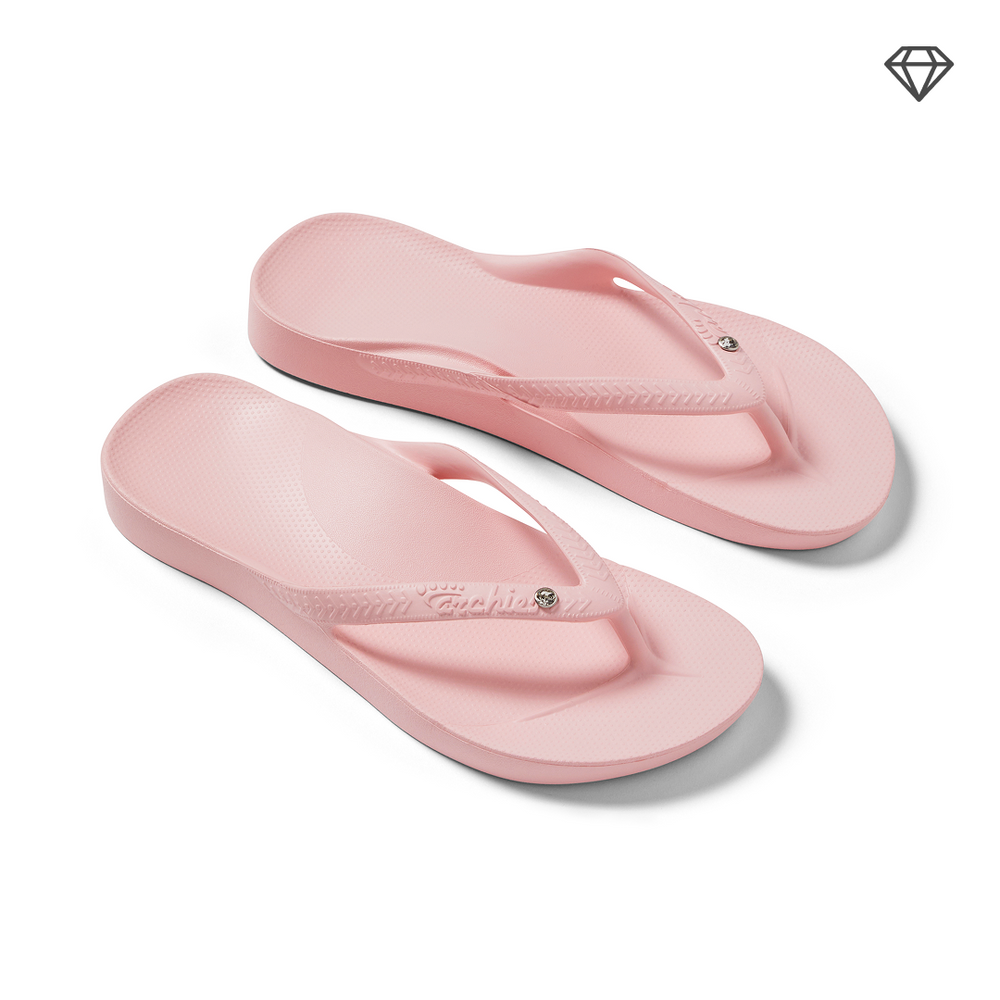 Crystal Pink Arch Support Flip Flops shown from the above 