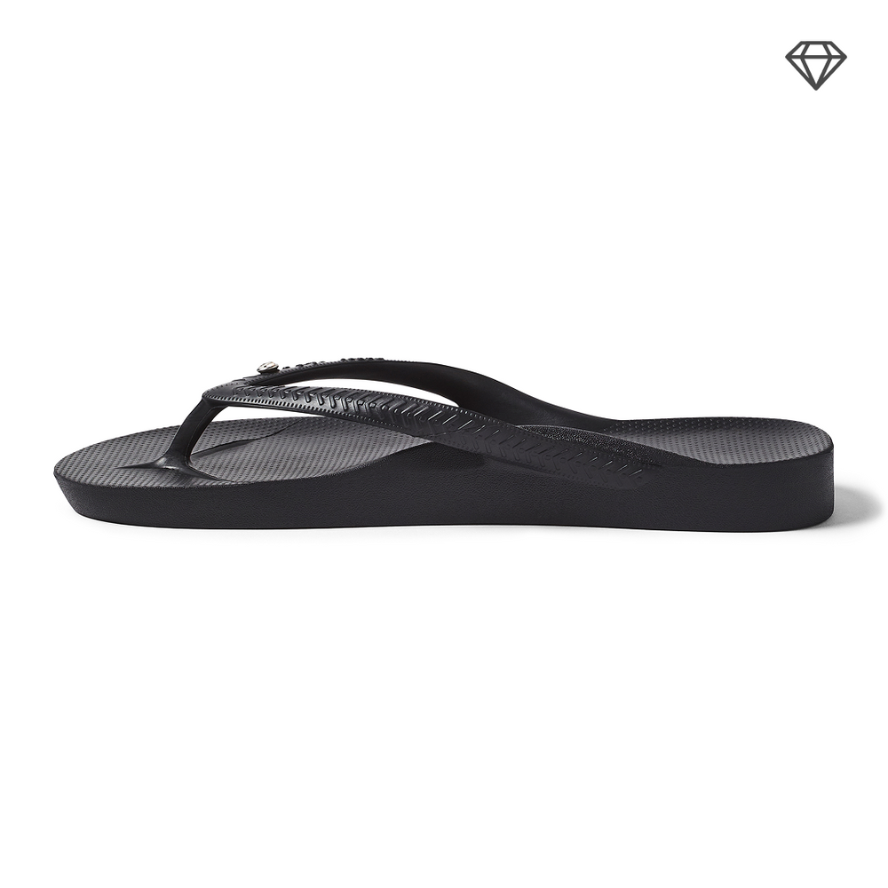 Crystal Black Archies Arch Support Flip Flops angle 02 