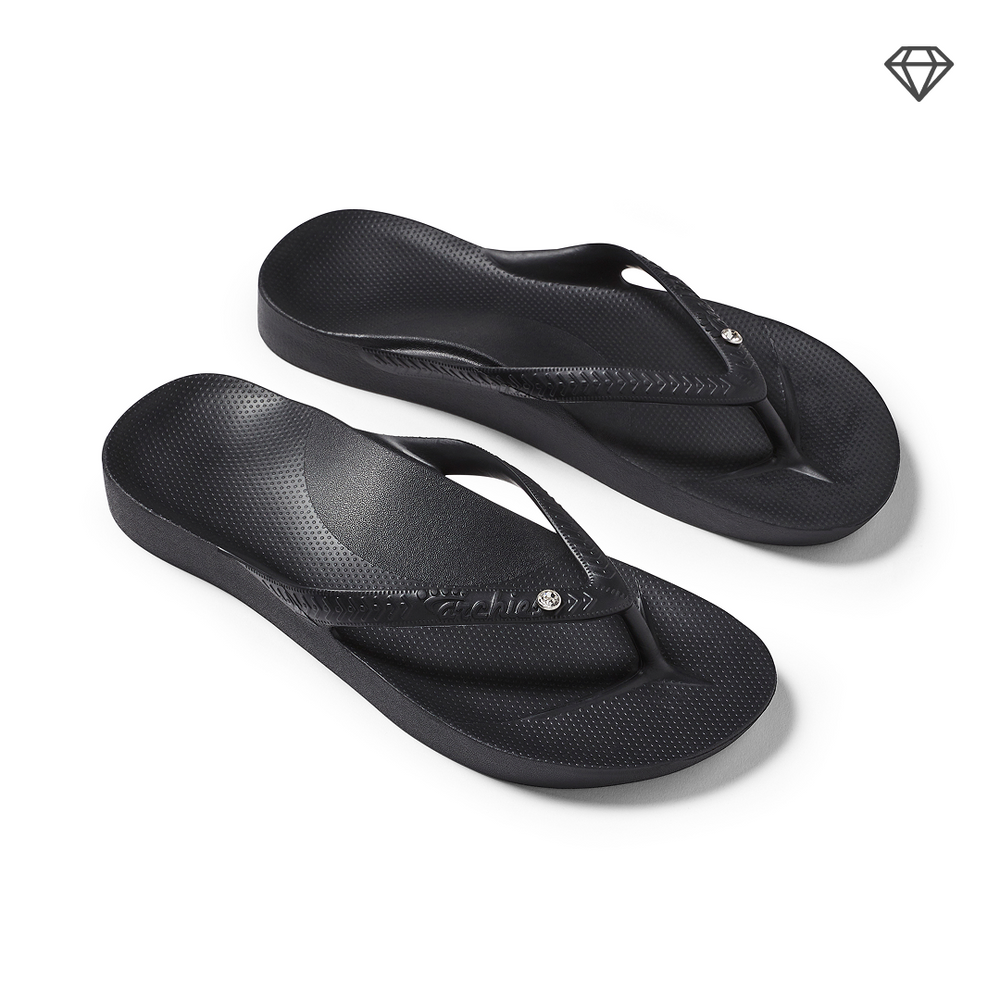 Crystal Black Archies Arch Support Flip Flops angle 02 