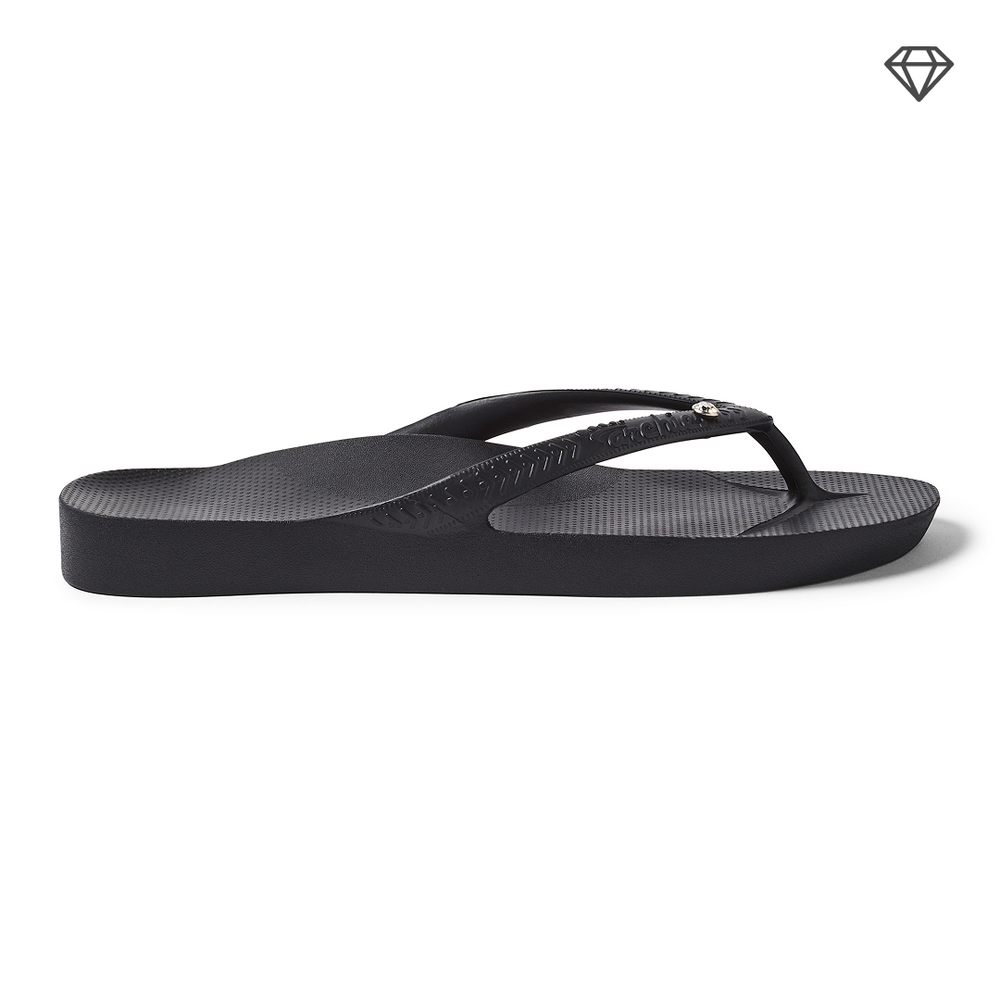Crystal Black Archies Arch Support Flip Flops angle 03 