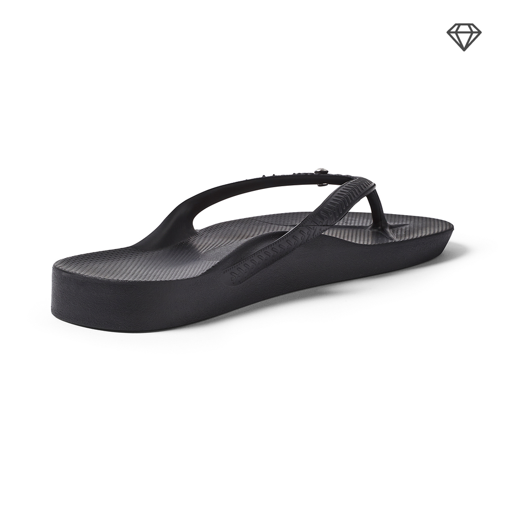 Crystal Black Archies Arch Support Flip Flops angle 06 