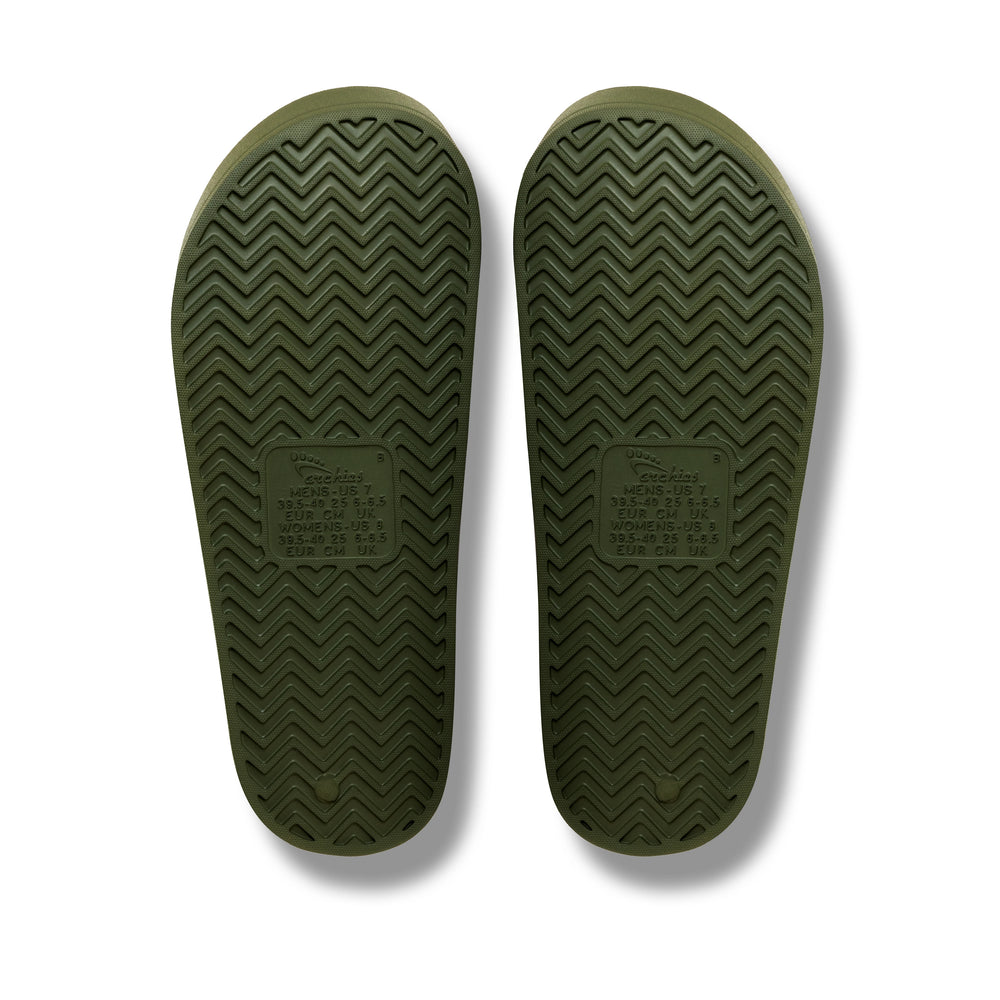 Olive Arch Support Slides shown from underneath 