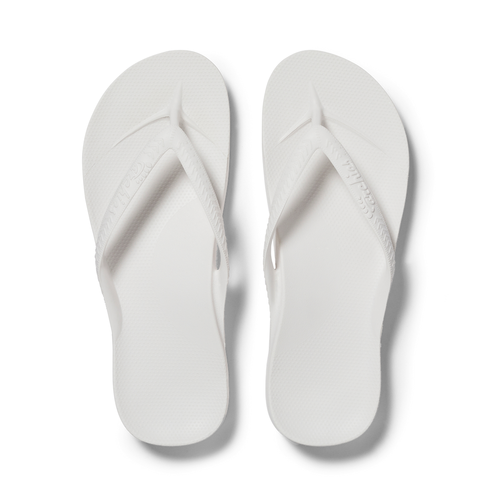 Arch Support Flip Flops - Classic - White – Archies Footwear LLC