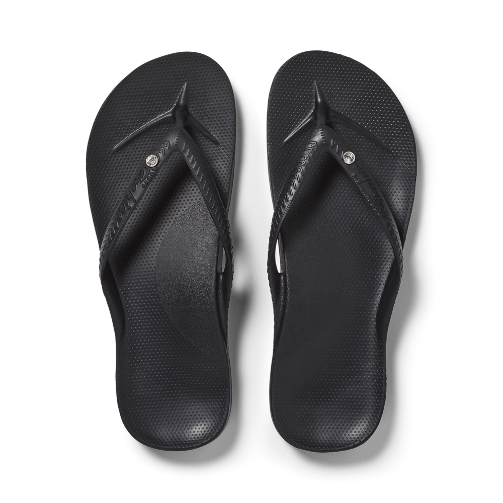 Arch Support Flip Flops - Crystal - Black – Archies Footwear LLC
