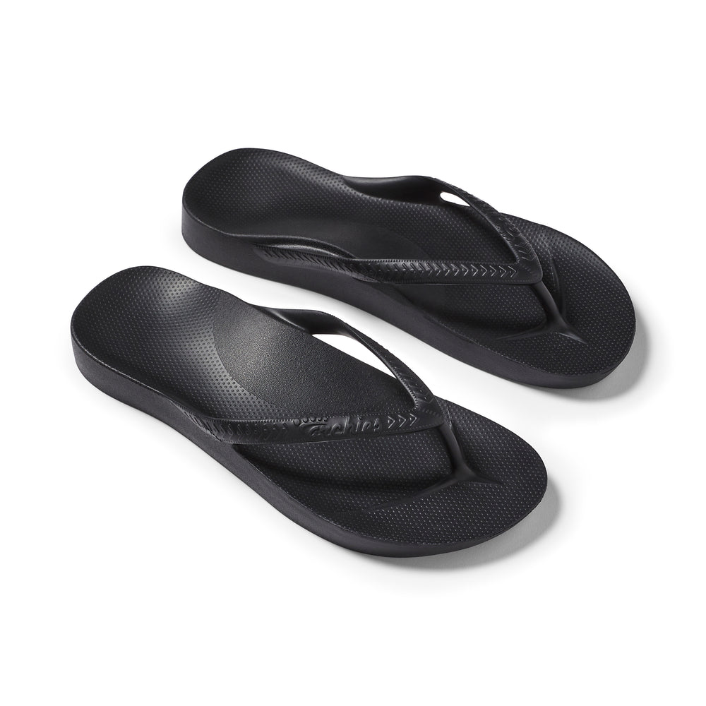 Arch Support Flip Flops Classic Black – Archies Footwear USA