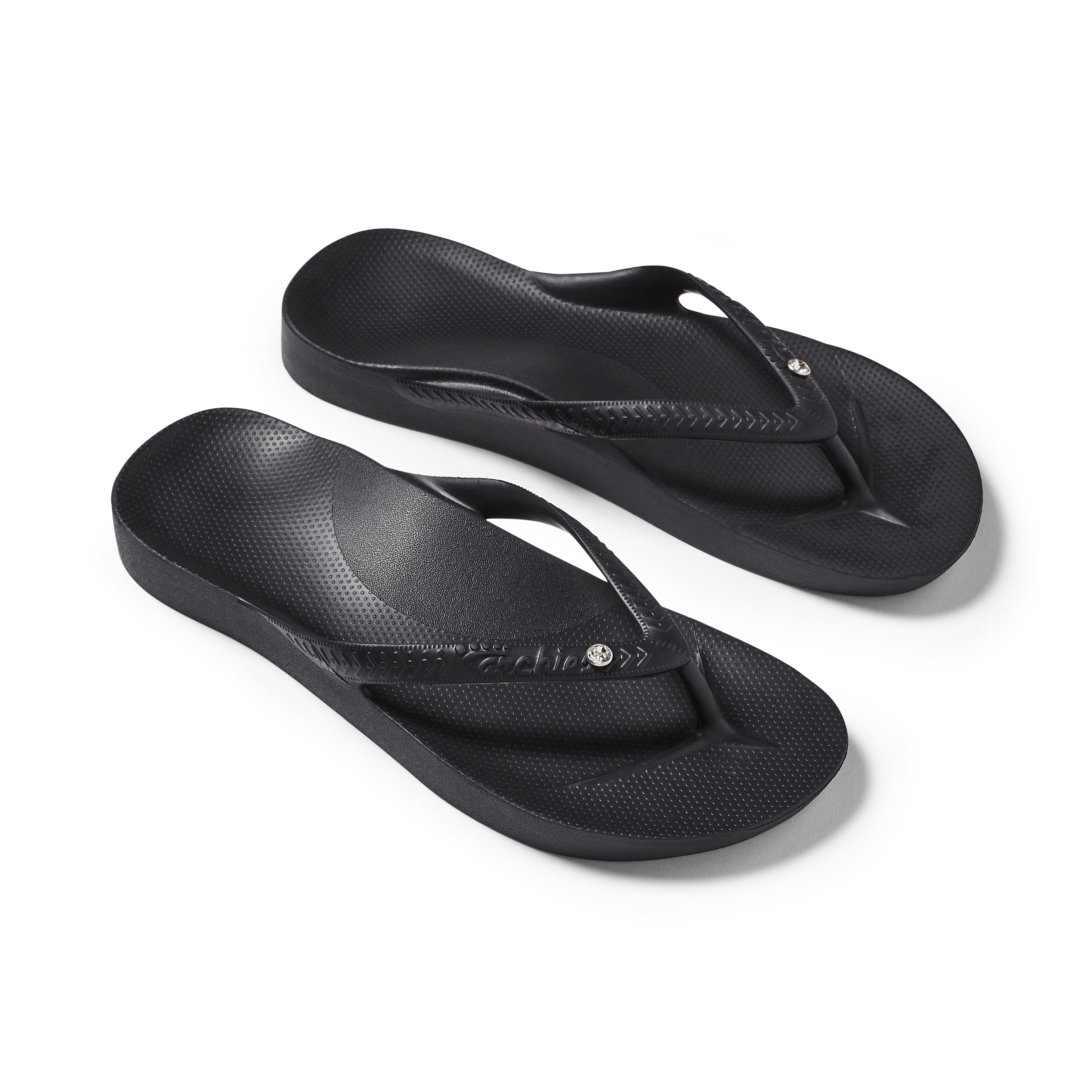 Archies Arch Support Jandals Black - Ski Trading Post