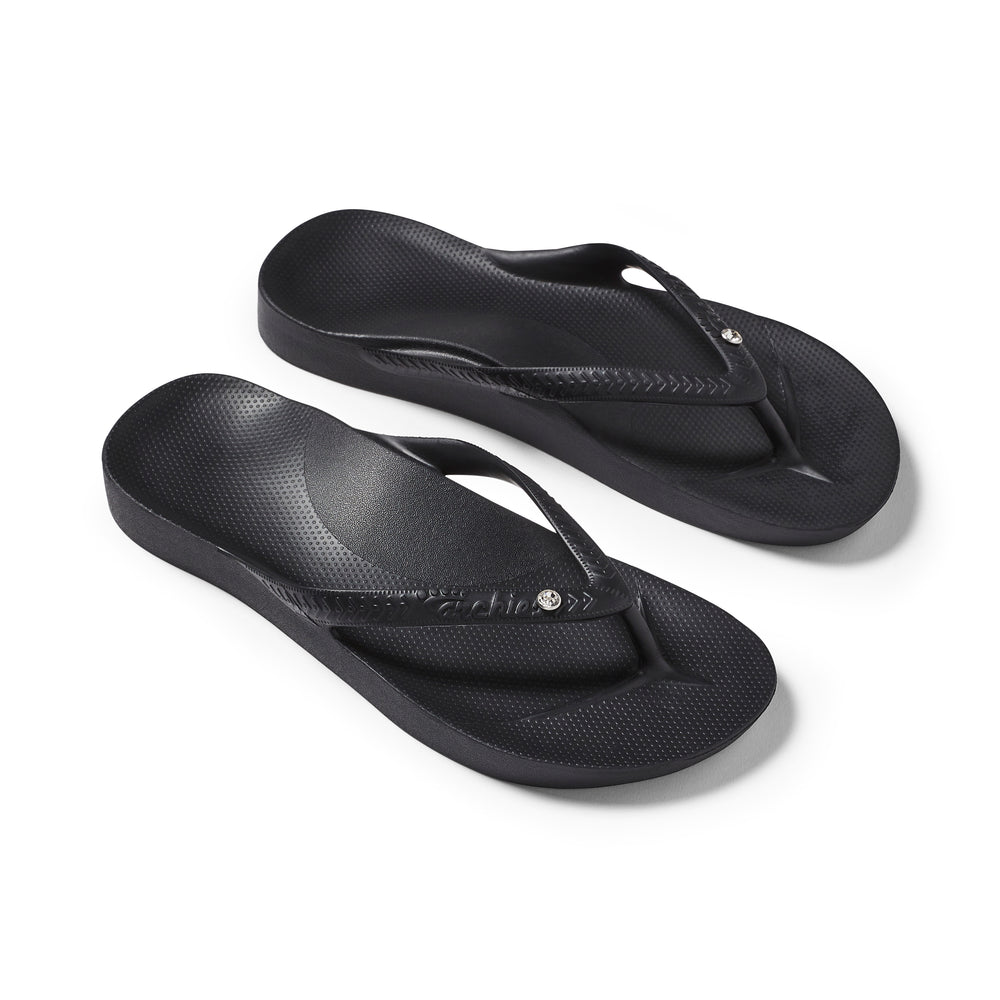 Archies Unisex Arch Support Thongs Crystal Black – Grenfell Shoes