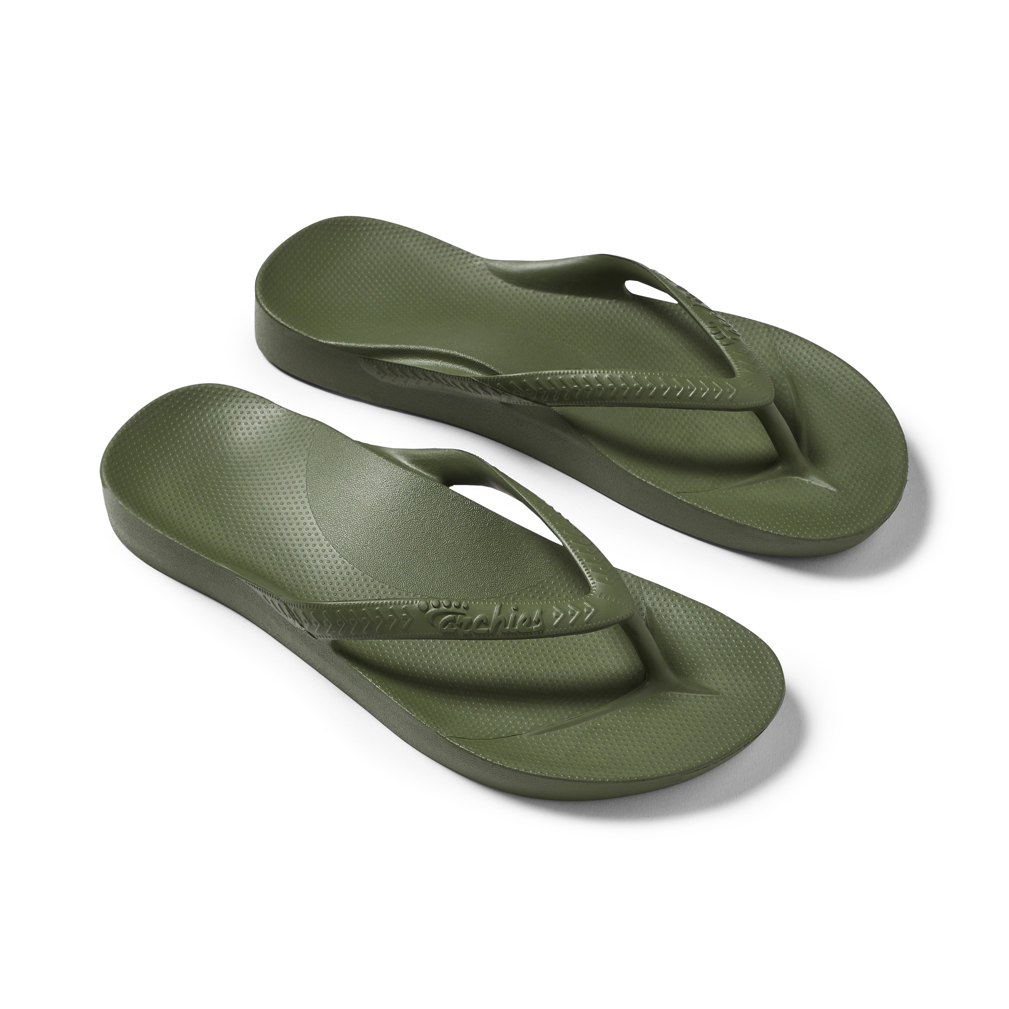 Khaki Green - Arch Support Flip Flops – Archies Footwear LLC