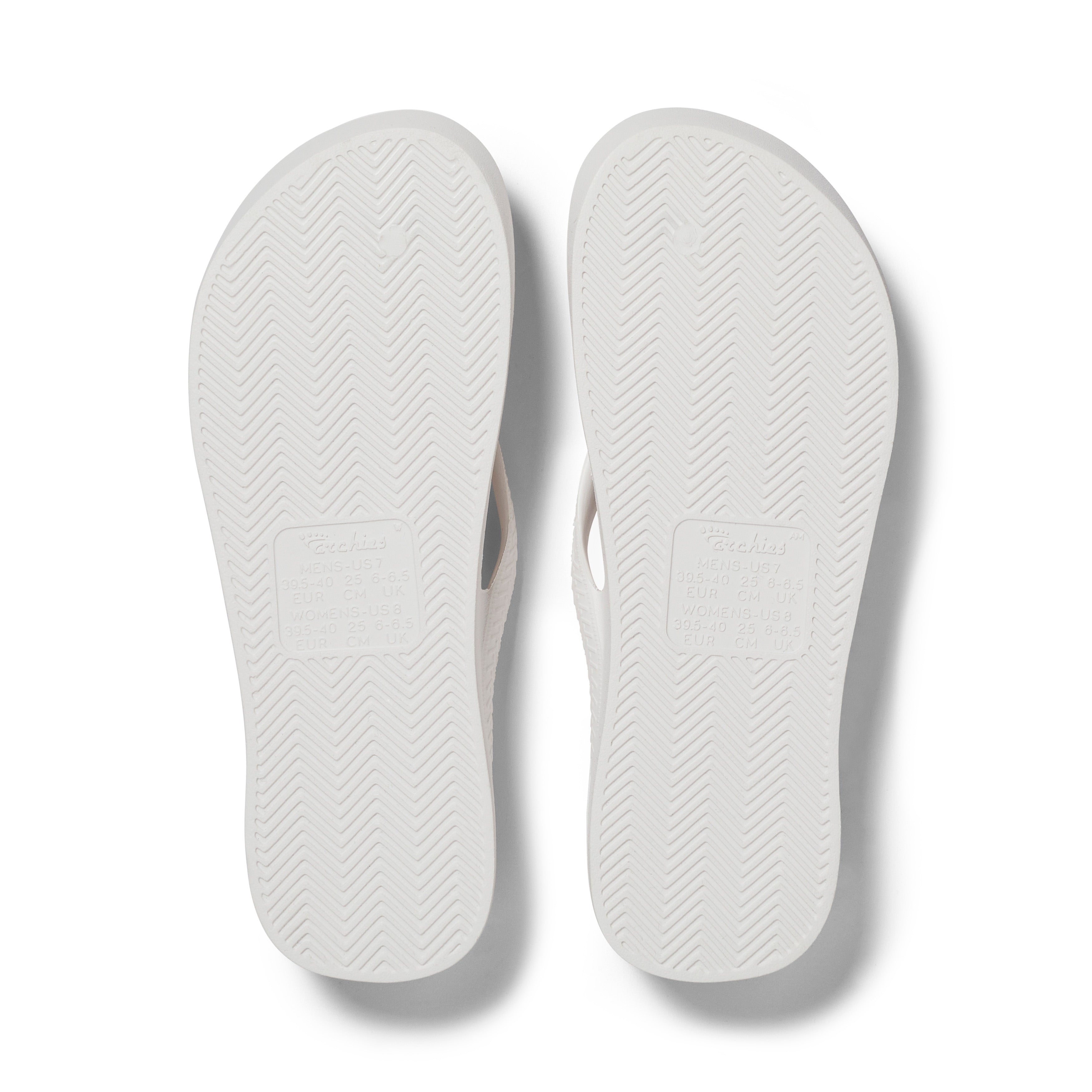 Archies Arch Support Flip Flops in White – Tenni Moc's Shoe Store